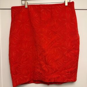 Limited Red Embroidered Pencil Skirt